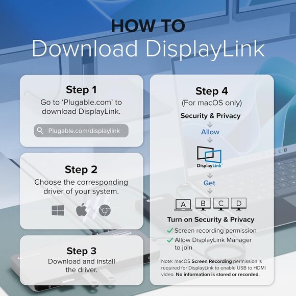 Plugable USB 3.0 and USB-C Universal Laptop Docking Station with 2 HDMI Ports - Picture 3 of 9